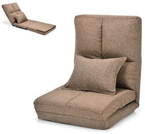 Sofá Dobrável Dobrável de 6 posições ajustável com almofada macia 176 x 64 x 15 cm Café