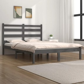 vidaXL Estrutura de cama 120x200 cm madeira de pinho maciça cinzento