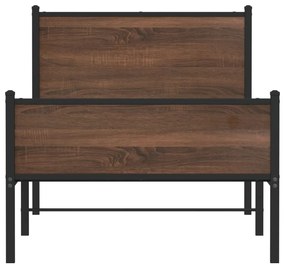 Estrutura de cama sem colchão 90x190 cm metal carvalho castanho