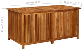 Caixa de arrumação p/ jardim 150x80x75 cm madeira acácia maciça