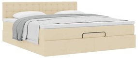 Estrutura de cama otomana com colchão tecido creme 160x200cm