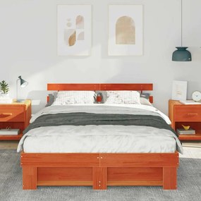 Estrutura da Cama Castanho-mel 160 x 200 cm Madeira de Pinheiro