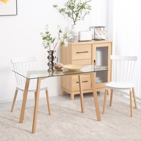 HOMCOM Mesa de Jantar para 4 Pessoas Mesa de Cozinha Moderna com Bancada de Vidro Temperado e Pés de Aço com Efeito de Madeira para Sala de Jantar 120x60x76cm Transparente e Madeira