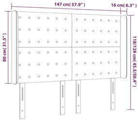 Cabeceira de cama c/ abas tecido 147x16x118/128 cm preto