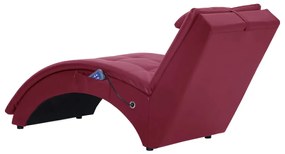 Chaise longue massagem c/ almofada couro artif. vermelho tinto