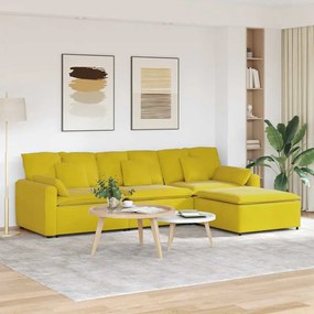 vidaXL Sofá modular com pufes e almofadas amarelo