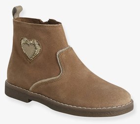 Botas em pele com coração coleção maternal, para menina camelo