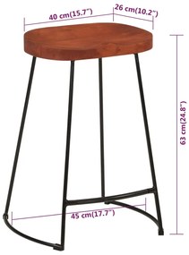 Bancos de bar Gavin 2pcs 45x40x63cm madeira de mangueira maciça