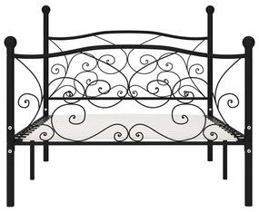 Estrutura de cama com estrado de ripas 90x200 cm metal preto