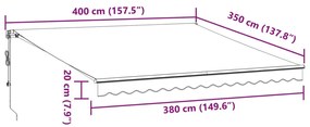 Toldo retrátil automático 400x350 cm antracite e branco