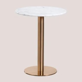 Mesa De Bar Redonda Em Mármore Cosmopolitan Branco & Ø60 Cm & Oro Rosa - Sklum