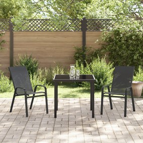 Conjunto de Jantar de 3 Peças vidaXL Preto Textilene e Aço