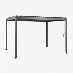 Pérgola Bioclimática De Alumínio Com Lâminas Druvia Cinza Grafito & 3 X 4 X 2,6 M - Sklum