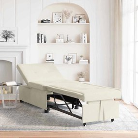 Sofá-Cama 3 em 1 Pull-Out Creme Veludo