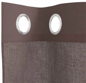 Cortinas de voile com ilhós 2 pcs castanho 140x300 cm