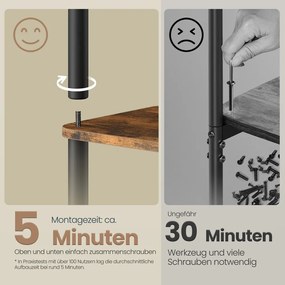 Estante com seis níveis 23,8 x 38 x 173,4 cm e montagem sem ferramentas castanho-preto