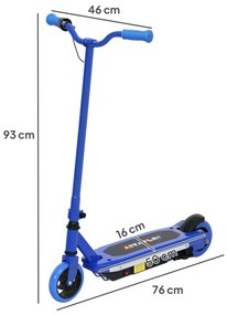 Trotinete Elétrica para Crianças Máx. 10 km/h Motor 80 W Autonomia Máxima 8 km Trotinete com Luzes LED Travão Traseiro 76x46x93 cm Azul