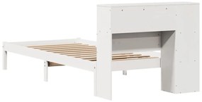 Cama com estante sem colchão 100x200 cm pinho maciço branco