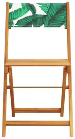 Cadeiras de bistrô 2 pcs acácia maciça/tecido padrão de folhas