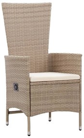 5 pcs conjunto de jantar para jardim com almofadões bege