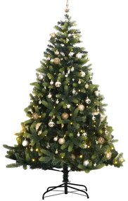 vidaXL Árvore Natal artificial articulada c/ 300 luzes LED+bolas 210cm