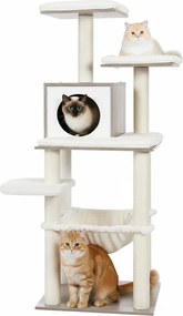 Arranhador de arranhar para gatos 55 x 45 x 138 cm cinza-bege