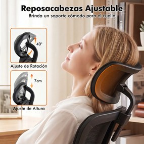 Cadeira de Escritório Ergonómica, 69,5 x 70 x 115-123 cm, Encosto Reclinável, Preto
