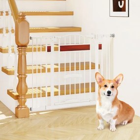 Porta para animais de estimação para aberturas de 74-104 cm com porta pequena 2 extensões Montagem sem perfuração Branca