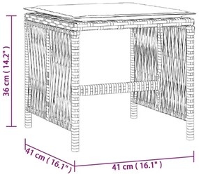 Bancos jardim com almofadões 4 pcs 41x41x36 cm vime PE castanho