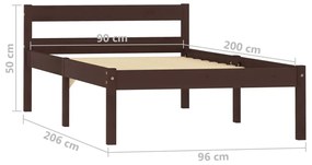 Estrutura de cama 90x200 cm pinho maciço castanho-escuro