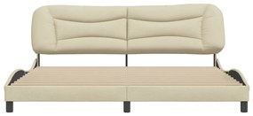 Estrutura de cama sem colchão 200x200 cm tecido cor creme