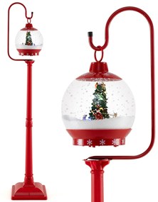 Candeeiro de Natal musical 173 cm Pólo festivo de férias com globo de neve ativado por som Lanterna Árvore giratória activada por som Pai Natal Rena B