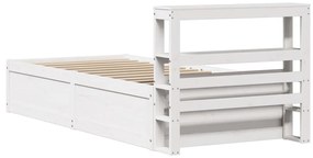 Estrutura de cama com cabeceira 90x190 cm pinho maciço branco