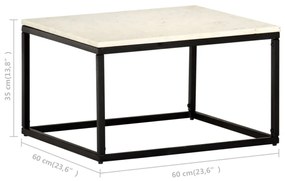 Mesa centro 60x60x35cm pedra genuína textura mármore branco