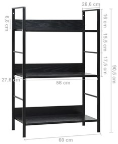 Estante com 3 prateleiras derivados de madeira preto