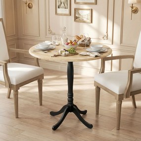 Mesa de jantar redonda para 4 pessoas, Ø 80 cm, (CADEIRAS NÃO INCLUIDAS) base em aço, estilo moderno, madeira natural e preta