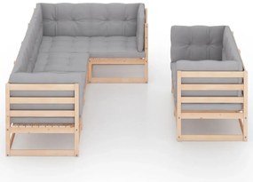 7 pcs conjunto lounge de jardim c/ almofadões pinho maciço