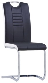 Cadeiras de jantar cantilever 6 pcs couro artificial preto