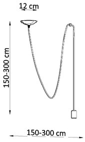 Candeeiro de Teto Suspenso aço e tecido EDISON 1 Lampâda Preto