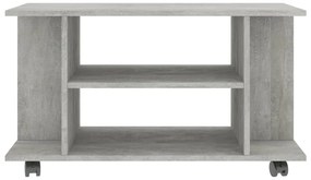 Móvel de TV com rodas 80x40x45cm deriv.madeira cinzento cimento