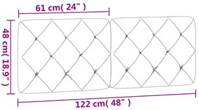 Almofadão de cabeceira 120 cm veludo cinzento-claro