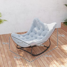 Cadeira de baloiço de jardim em forma de ovo com almofada acolchoada 98 x 111 x 74 cm cinzenta