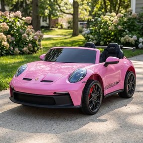 Carro elétrico para Crianças 3 a 9 anos, 24V 4x4 2 lugares Porsche 911 GT 3 MP4 Rosa