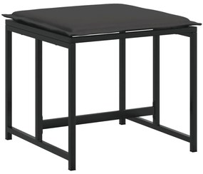 9 pcs conj. de jantar para jardim c/ almofadões textilene preto