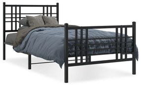 vidaXL Estrutura de cama com cabeceira e pés 100x190 cm metal preto