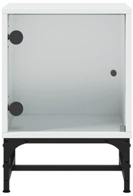 Mesas de cabeceira c/ portas de vidro 2 pcs 35x37x50 cm branco