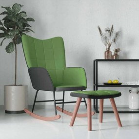 vidaXL Cadeira de baloiço com banco PVC e veludo verde-claro