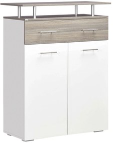 HOMCOM Aparador de Sala de Estar Móvel Sapateiro de Madeira com Gaveta 2 Portas Prateleira Superior  85x38,5x111,5cm Branco