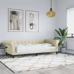 Sofá-cama 90x200 cm couro artificial cor creme