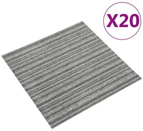 vidaXL Ladrilhos carpete p/ pisos 20 pcs 5 m² 50x50 cm riscas cinzento